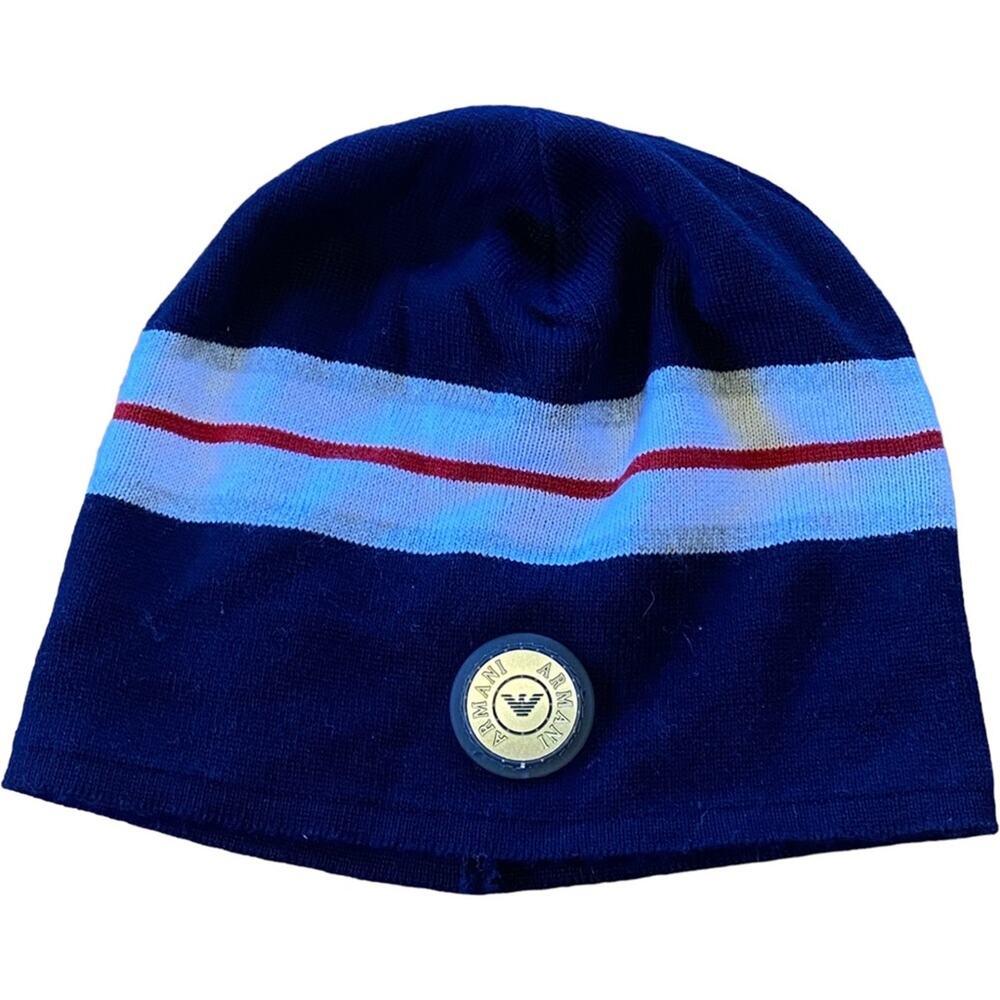 Armani Junior baby winter hat beanie cap with medallion wool blend